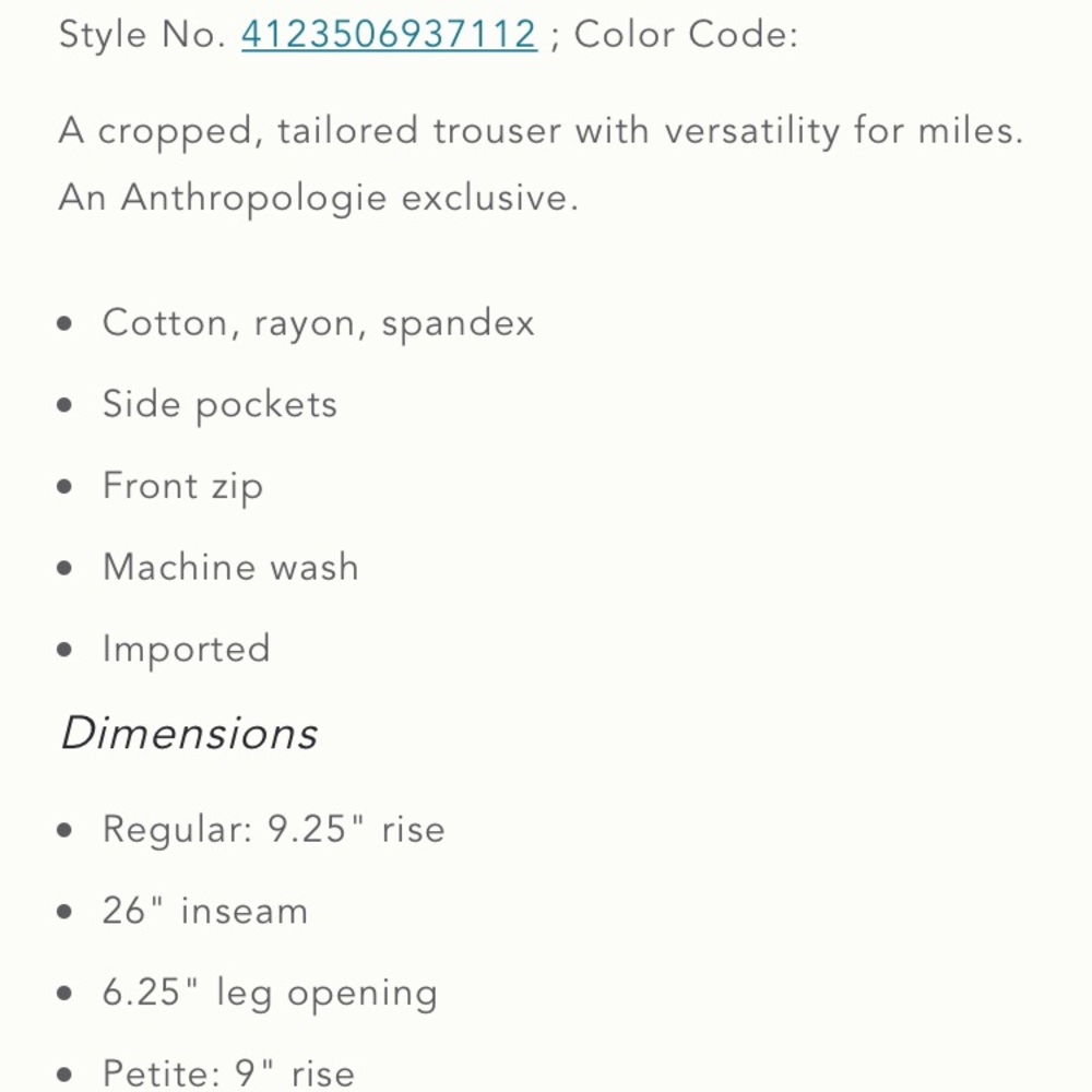 Anthropologie The Essential Slim Trousers size 6 - Picture 6 of 6
